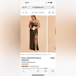 MIA CONVERTIBLE DRESS
SHINY SATIN OLIVE BEST SELLER - worn ONCE dry cleaned.